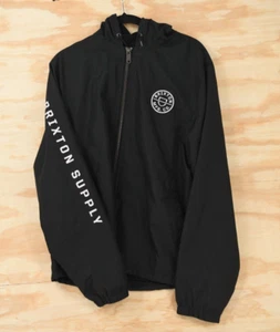 Brixton Claxton Crest Lined Lightweight Zip Hooded Jacket Windbreaker Mens M - Picture 1 of 7