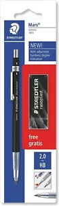 Staedtler Black Lead Holder Clutch Mechanical Pencil 2mm HB Mars Technico - Picture 1 of 6