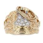 Mens - 9ct Yellow Gold Cubic Zirconia Patterned Saddle Ring