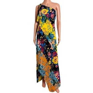 DIANE VON FURSTENBERG Multicolor One Shoulder Asymmetrical Dress Size Medium - Picture 1 of 9