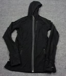 Icebreaker Merino Quantum Hoodie Womens M Black Stretch Wool Zip Up Jacket FLAW* - Picture 1 of 12