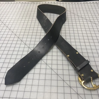 Fantástico Cinturón Repro Grande, Ancho Cuero Negro Estilo "Pirata", Talla 45-53" Foto 1 de 4