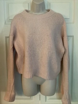 Suéter de lana tejido grueso Tory Burch, rosa tenue, pequeño Foto 1 de 4