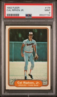 PSA 9 💎 1982 FLEER #176 CAL RIPKEN JR. RC novato ¡centrado en la corte! - IRON MAN COMO NUEVO Foto 1 de 2