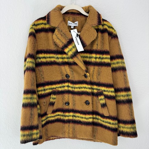 VETEMENTS Cappotto donna doppiopetto a quadri Stitch Fix Vigoss taglia XS marrone chiaro