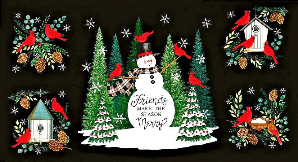 Moda Fabrics "56139 18 Winter Friends BLACK PANEL BTCP - Image 1 of 1
