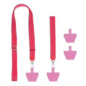 2Pcs Phone Lanyard with Wrist Strap and 4 Patches, Light Red - Zdjęcie 1 z 6