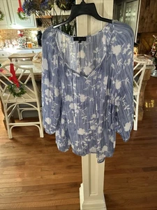 Blusa Popover Fred David Azul Cachemira Manga 3/4 Mujer Talla Grande 2X - Imagen 1 de 5