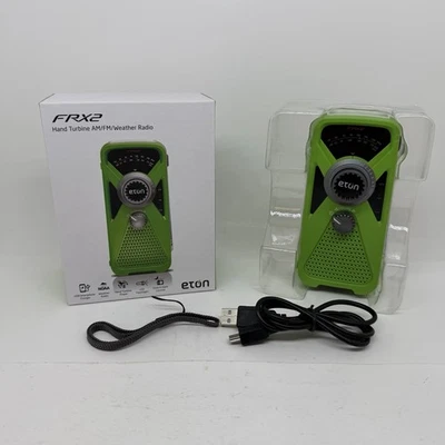 Eton FRX2 Turbina de Mano AM/FM NOAA Radio Meteorológica Linterna LED Cargador USB Verde Foto 1 de 4