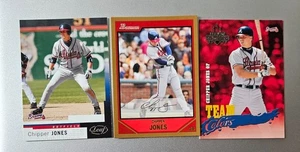 Chipper Jones 3 Card Lot 2003 Leaf / 2003 Donruss / 2007 Bowman Gold - Picture 1 of 3