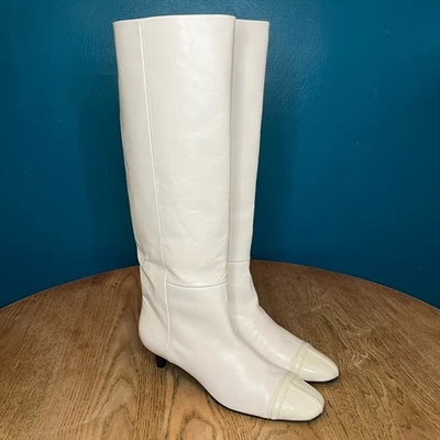 Tom Ford Auténticas Botas de Cuero Blanco Tacón de Gatito Hasta la Rodilla Talla 39/8.5 Y2K Mod Foto 1 de 4