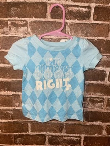 NUEVO CON ETIQUETAS CAMISETA VIEJA AZUL MARINO BEBÉ NIÑA 6-12 MESES AZUL ARGYLE I'M CASI SIEMPRE RIGHT T SH - Imagen 1 de 3