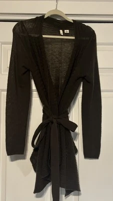 Moth Anthropologie Cardigan Women Olive Green Knit TieWaist Sweater Wool Blend M - Image 1 of 4