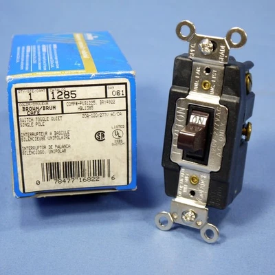 Leviton 1285 Brown SPDT Double Throw Maintained Contact Toggle Switch 20A 1285 - Image 1 of 4