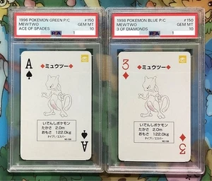 PSA 10 Mewtwo 150 Set Asso Verde di Picche Blu 3 Di Diamanti Pokemon Poker Giappone - Foto 1 di 2
