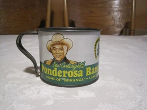 VINTAGE BEN CARTWRIGHT'S PONDEROSA RANCH HOME OF BONANZA LAKE TAHOE TIN CUP - Picture 1 of 10