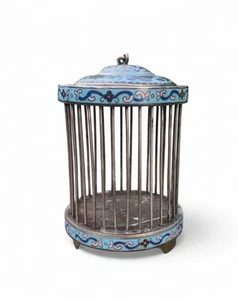 Chinese silver and enamel cricket cage, c. 1900. Qing Dynasty. - Picture 1 of 7