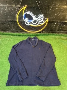 Polo Ralph Lauren Sweater Mens XL Blue Estate Rib 1/4 Zip Pullover Casual - Picture 1 of 5