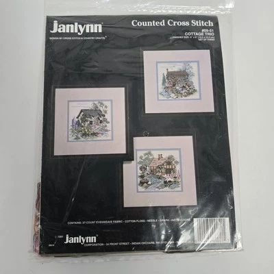 Janlynn Contado Punto de Cruz Cottage Trio 09-51 Country Lake Cabin Sellado Foto 1 de 2