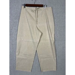 J. Jill Linen Blend Cropped Wide Leg Pants Drawstring Waist Beige Petite 18P - Picture 1 of 11