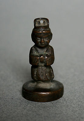 Antique Tibetan Bronze Seal Chop Buddhist Monk • 195£