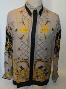 Increíble CREMA DE SEDA NUEVA Camisa Vintage Diseño enjaulado 100% Seda M - Imagen 1 de 2