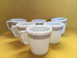 Taza de té de café vintage vidrio de leche PYREX MARRÓN BOSQUE (Juego de 6) mango D - Imagen 1 de 11