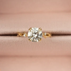Anillo de compromiso IGI Lab de diamantes para mujer de 1,60 quilates corte redondo de oro amarillo de 18 k - Imagen 1 de 14