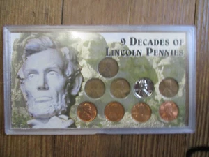 ¡Estuche y correo originales vintage de 9 décadas de centavos Lincoln! - Imagen 1 de 12