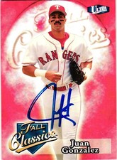 Juan Gonzalez Signed 1998 Ultra Fall Classics MLB Baseball Card AUTO #11 of 15