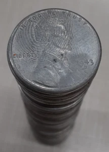 1943-D Lincoln Steel Cents AU/UNC Roll-50 Coins in Tube  Coins Have Spots/Haze - Picture 1 of 3