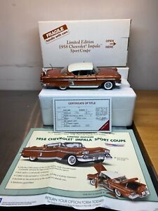 Danbury Mint 1958 Chevrolet Impala Sport Coupe Gold LE w/ box and certificate