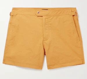 $ 694 NEU Tom Ford Slim Passform mittellange Badeshorts IT46 klein orange gelb Italien - Bild 1 von 5