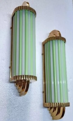 Antique Brass Lamps with Green Glass Shades Vintage Table Desk Lighting Set of 1 - Image 1 of 2