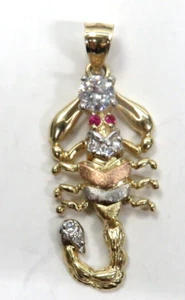 L@@K Stunning Solid 14K Multi-color Gold Scorpio Pendant Charm with Rubies - Picture 1 of 11