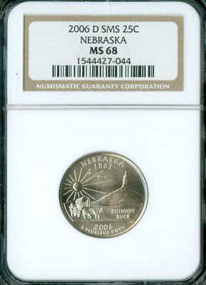 2006 D NEBRASKA QUARTER NGC MS68 SMS PQ 2ND FINEST GRADE * - Image 1 of 2