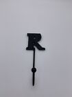 Black Cast Iron Decorative Hanger with Hook Letter R - 8-1/2"