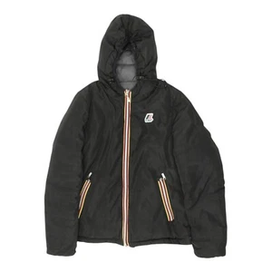 K-Way Reversible Jacket | Vintage Womens Black Grey Hooded Padded Designer - Picture 1 of 8