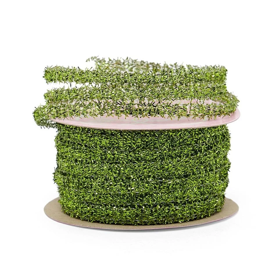 Green Tinsel Ribbon | Lime Metallic Mini Tinsel Cord - 1/4in. x 25Yds (56171965) - Image 1 of 1