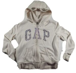 GAP Sparkle Logo Sherpa Lined Jacket Hoodie Full Zip Sweater GIRLS 8 Medium 
