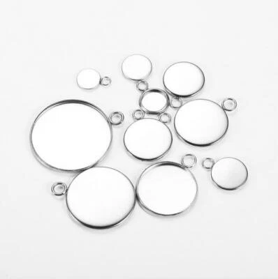 50 Stck. Runde Silber Cabochon Boden Tablett Einfassungen Leere Fassung Zum Selbermachen Schmuckherstellung  - Bild 1 von 4