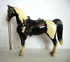 Vtg Breyer Western Pony '56-'67  Black & White Pinto Black Saddle #41 Pre 1967