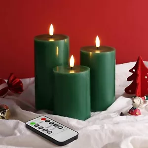 3 PCS Flameless Pillar Candle Flickering Moving Wick LED Candles Remote Control - Picture 1 of 6