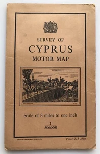 1950s SURVEY OF CYPRUS MOTOR MAP 1959 Vintage Cypriot Greek 21.5" x 14.5" - Picture 1 of 6