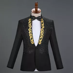 Giacca E Pantaloni Lucidi Da Uomo Blazer Da Sposa Serata Festa Showman Moda - Foto 1 di 14