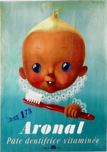 Póster original de colección ARONAL PASTA DE DIENTES MUÑECA BEBÉ DENTAL 1947 - Imagen 1 de 1
