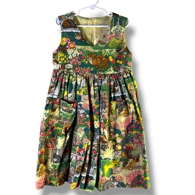 ¿Chicas caseras talla 6-8? Vestido de gato jersey caprichoso cottagecore juguetón colorido Foto 1 de 4