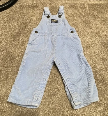 Mono de pana azul claro con etiqueta de papel vintage Baby Bgosh Oshkosh Vestbak EE. UU. talla 24M Foto 1 de 4