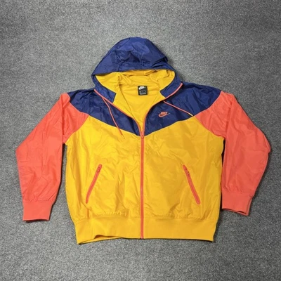 Chaqueta Nike Para Hombre Grande Amarillo Azul Naranja Correvientos Con Capucha Cremallera Completa AR2191-739 Foto 1 de 4