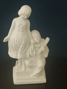 Antique White Parian Ware Figurine Sweet Children Music 6"  - Picture 1 of 6